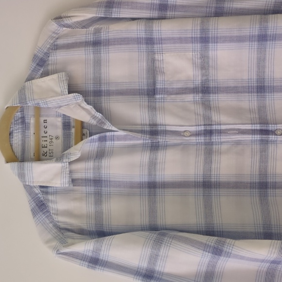 Frank & Eileen Relaxed Button Up Oversized Blue Striped Shirt Minimalist Coastal - Picture 6 of 7